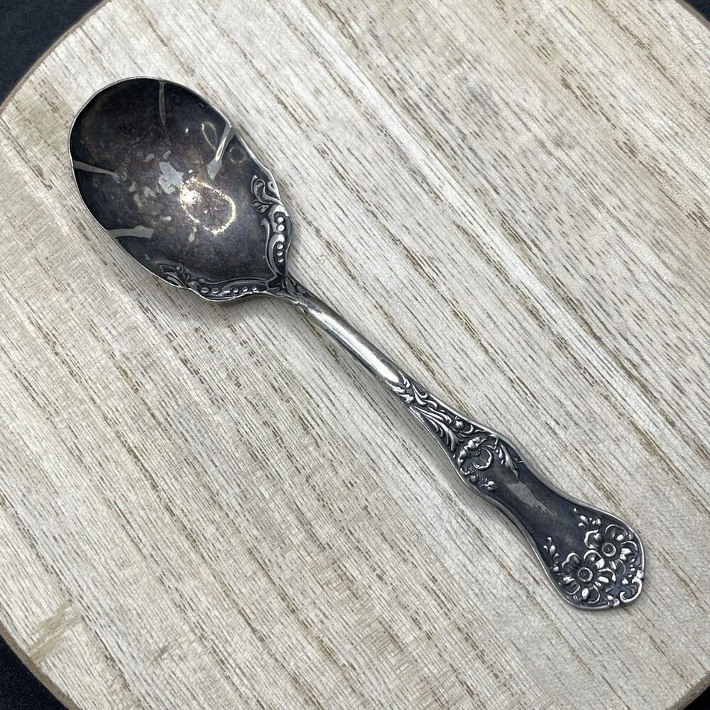 VTG Atq Wm Rogers & Son AA Silver Plate Spoon Patina Tarnished
